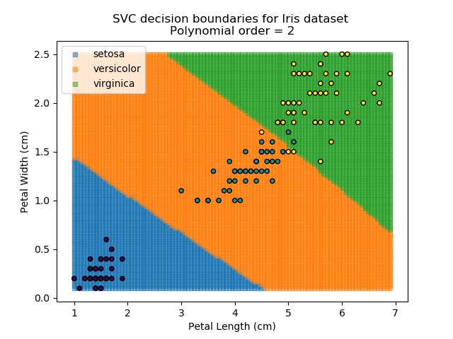 Polynomial SVC results for k=2