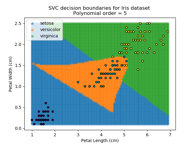Polynomial SVC results for k=5